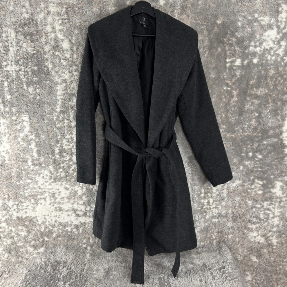 Bobeau Size M Open Front Tie Black Coat Long Sleeve Outdoor‎ Lined